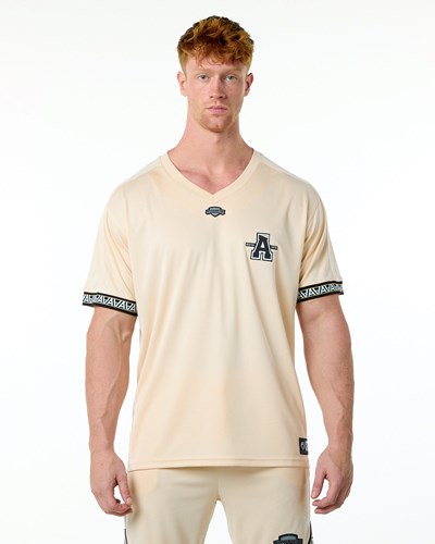 Alphalete Oversized Corta Sleeve Jersey Tan | AHMEBG759