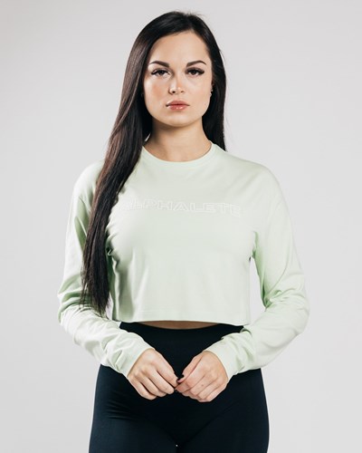 Alphalete Oversized Performance Long Sleeve Crop Frozen Spring | YVRMGE935
