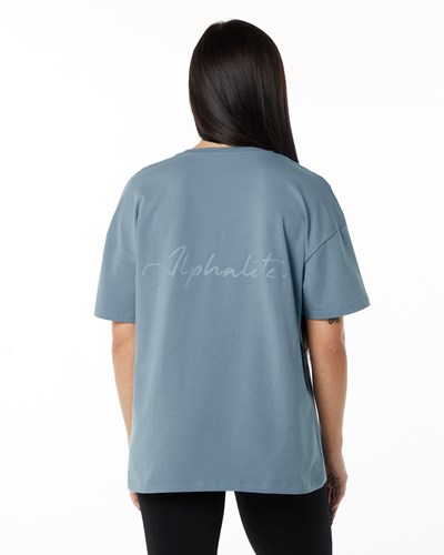 Alphalete Performance Corta Sleeve Azules | SUOEPH243