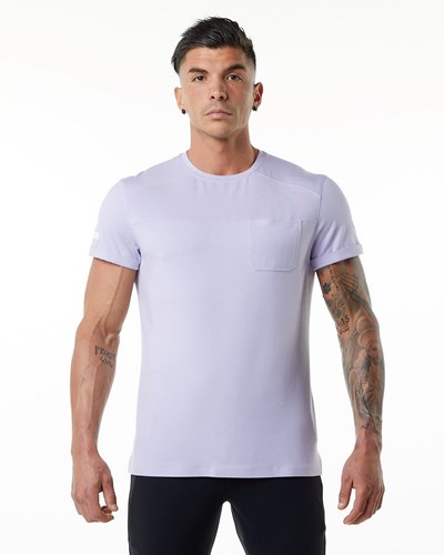 Alphalete Premium Corta Sleeve Pocket Tee Lilac Haze | LEIVWU475