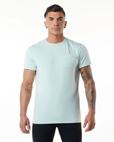 Alphalete Premium Corta Sleeve Pocket Tee Azules | PUSHRK216