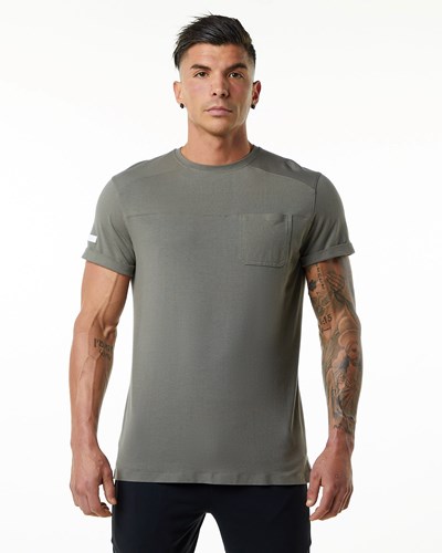 Alphalete Premium Corta Sleeve Pocket Tee Gris | QYPEWF482