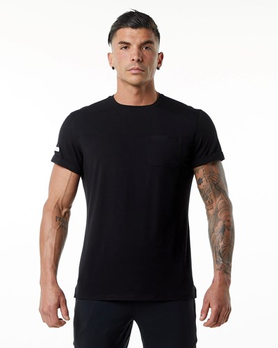 Alphalete Premium Corta Sleeve Pocket Tee Negras | SXCUMV475
