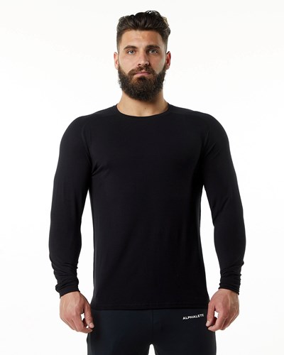 Alphalete Premium Epaulette Long Sleeve Tee Negras | ELCBYQ618