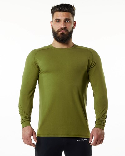Alphalete Premium Epaulette Long Sleeve Tee Verde | MCOSEH516