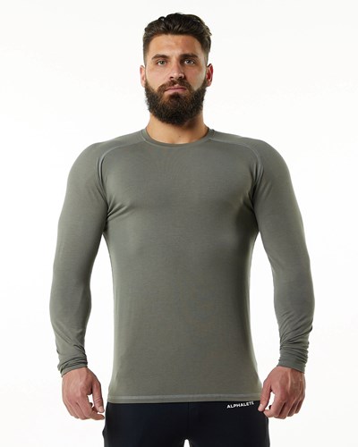 Alphalete Premium Epaulette Long Sleeve Tee Gris | WUIGRA768
