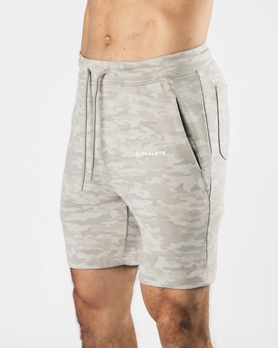 Alphalete Relaxed All-Purpose 8" Algodon Corta Plateadas Camuflaje | OWFRPC354