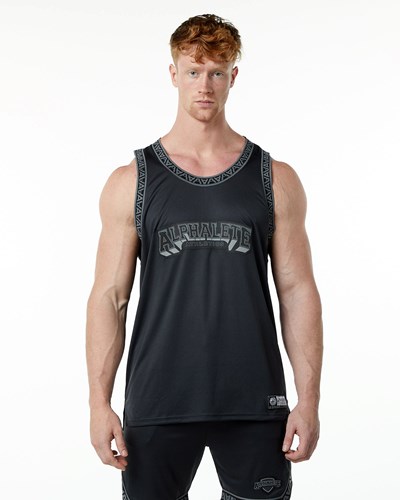 Alphalete Relaxed Fit Jersey Negras | YZXNAV986
