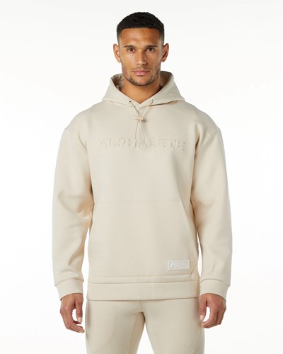 Alphalete Relaxed Interlock Knit Hoodie Vanilla | SHWQUY650