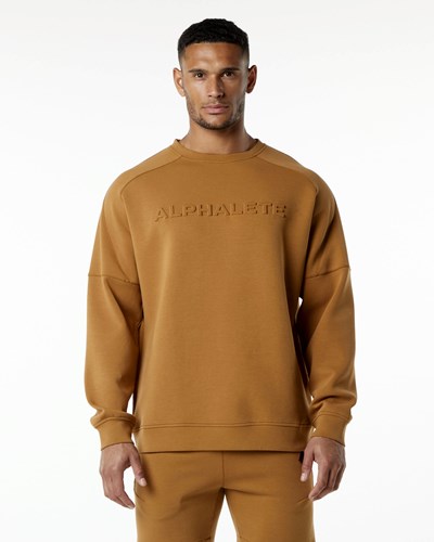 Alphalete Relaxed Interlock Knit Pullover Almond | JTCWVR914