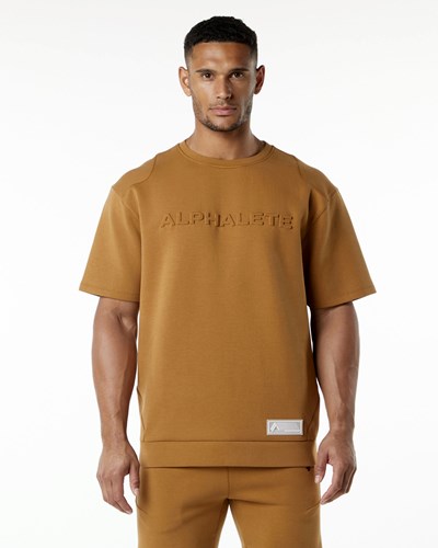 Alphalete Relaxed Interlock Knit Pullover Almond | KPZCHD850