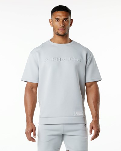 Alphalete Relaxed Interlock Knit Pullover Gris | NWEVOM137