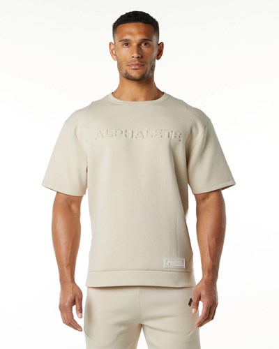 Alphalete Relaxed Interlock Knit Pullover Vanilla | QEZKHO359