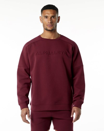Alphalete Relaxed Interlock Knit Pullover Burdeos | UWXREB734