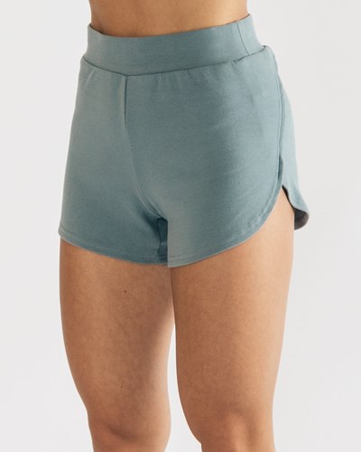 Alphalete Relaxed Single-Brushed High Slit Corta Azules | VFIDCG815