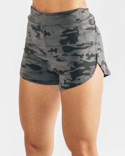 Alphalete Relaxed Single-Brushed High Slit Corta Camuflaje | WQBHXS453