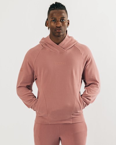 Alphalete Relaxed Single-Brushed Pullover Hoodie Cranberry Ice | CIFEGX796