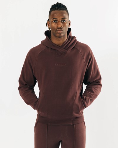 Alphalete Relaxed Single-Brushed Pullover Hoodie Mahogany | ISTVXA351