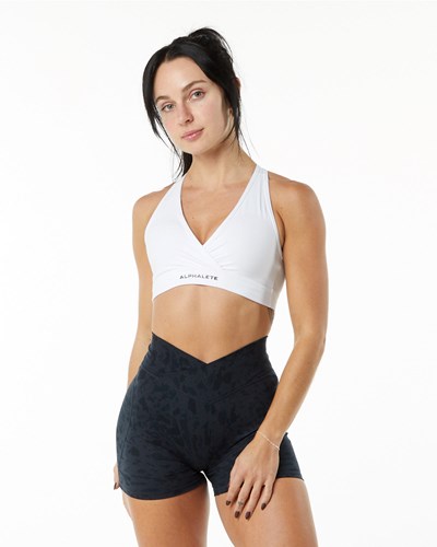 Alphalete Single Brushed Bra Blancas | VNOSJZ659