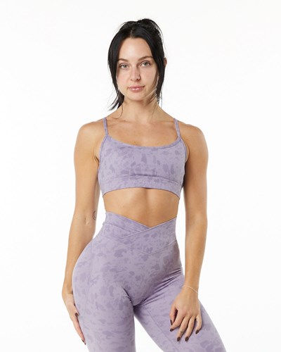 Alphalete Single Brushed Bra Pebble Print Misty Lilac | BOPTLW236