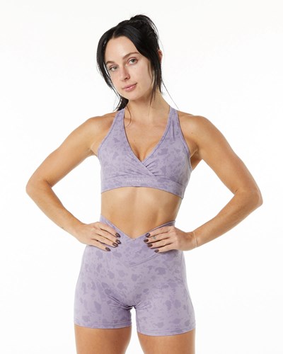 Alphalete Single Brushed Bra Pebble Print Misty Lilac | SHDBZC896