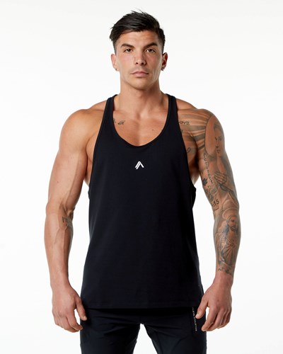 Alphalete Stepped Hem Stringer Negras | BGWJQK739