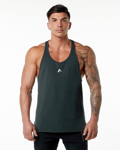Alphalete Stepped Hem Stringer Verde | MIPTQZ795
