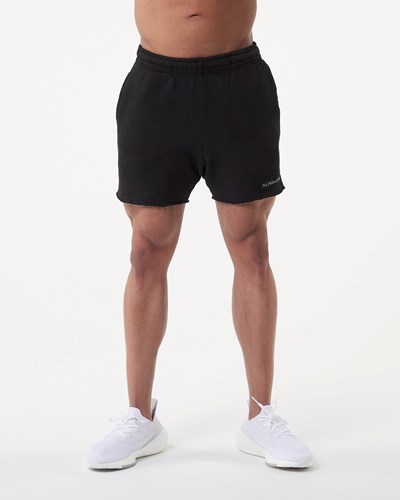 Alphalete Washed 5" Fleece Corta Blackbird | SDLUKR593