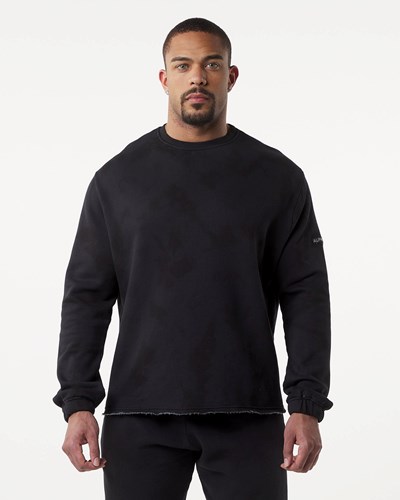 Alphalete Washed Fleece Sueter Blackbird | WVLUOC423