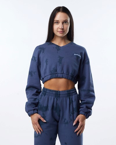 Alphalete Washed V-Neck Fleece Sueter Moonlight | ZCJNTD096