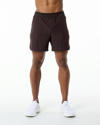 Alphalete Woven Entrenamiento Corta Chocolate | VBMKYI895