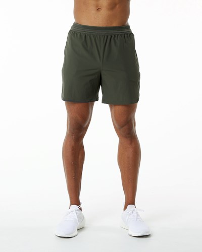 Alphalete Woven Entrenamiento Corta Verde Oliva | UDAQZL982